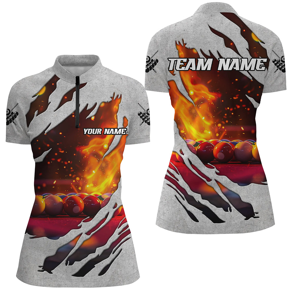 Personalized Billiard Balls Fire Flame 3D Printed Women Billiard Shirts, Billiard Apparel Clothing TDM1898