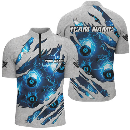 Personalized Blue 8 Ball Pool Pattern Custom Thunder Lightning Billiard Ball 8 Jerseys For Men TDM1899