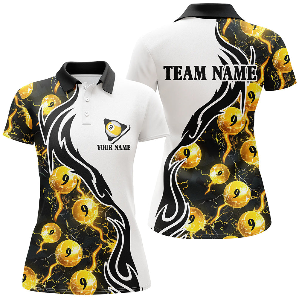 Yellow 9 Ball Pool Thunder Lighting Custom Billiard Shirts For Women Team League Billiard Jerseys TDM1902