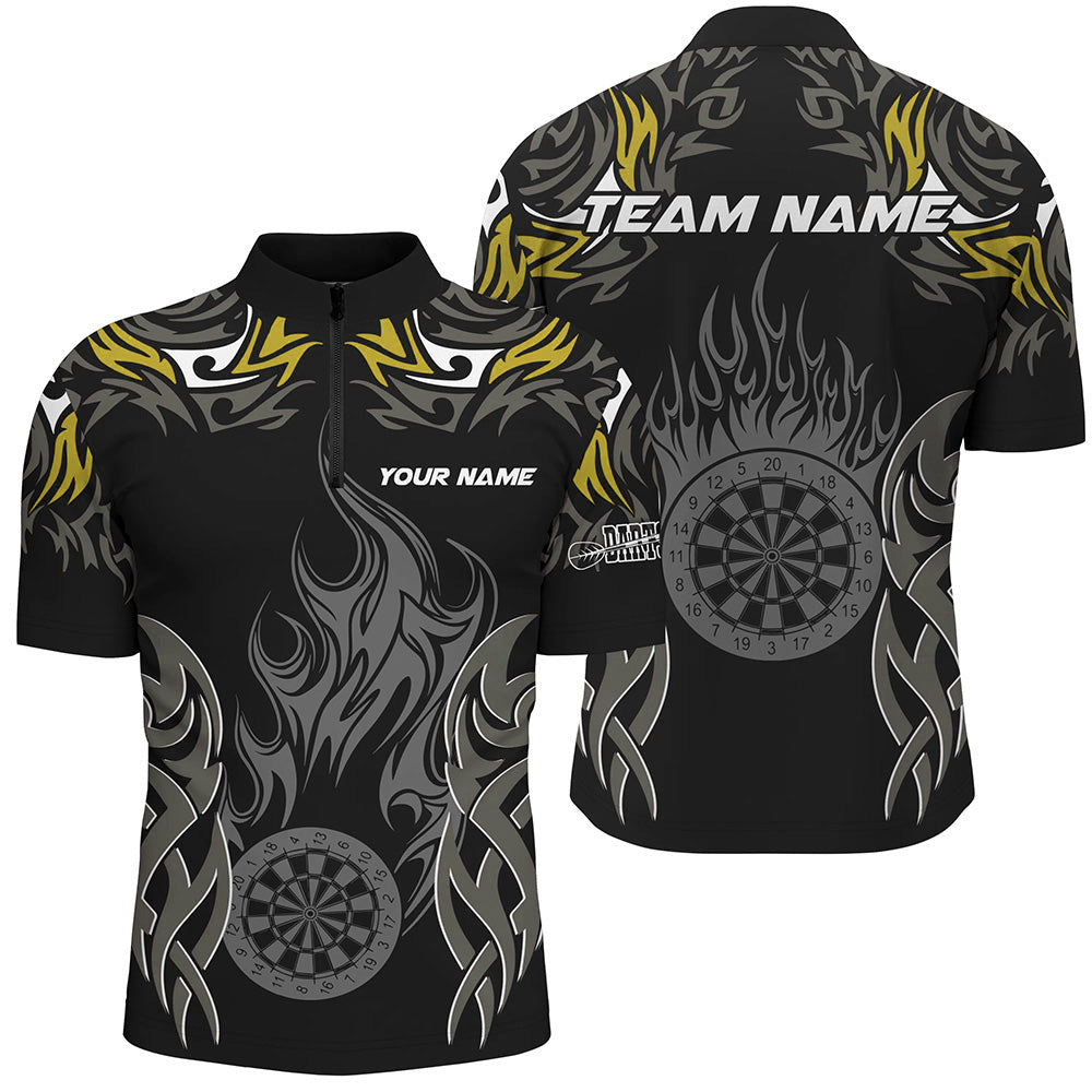 Personalized Darts Tournament Jersey For Men Custom Dartboard Fire Flame Darts Team Shirts | Yellow TDM2332