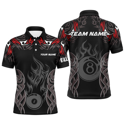 Personalized Billiard Tournament Jersey For Men Custom 8 Ball Fire Flame Billiard Team Shirts |Red TDM2335