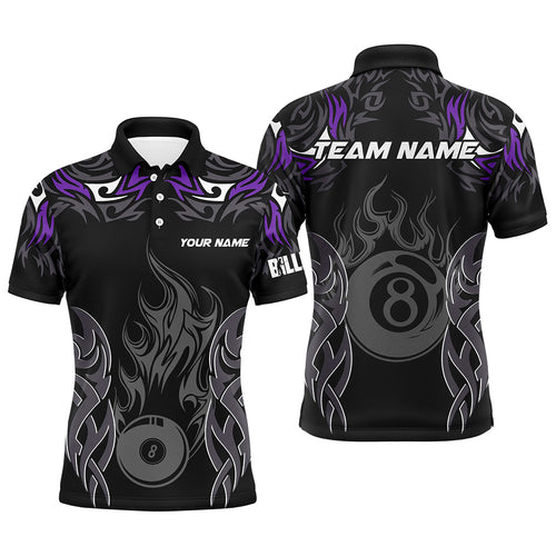Customized Billiard Tournament Jersey For Men, 8 Ball Fire Flame Billiard Team Shirts | Purple TDM2337