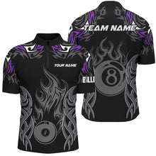 Load image into Gallery viewer, Customized Billiard Tournament Jersey For Men, 8 Ball Fire Flame Billiard Team Shirts | Purple TDM2337