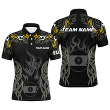 Load image into Gallery viewer, Customized Billiard Tournament Jersey For Men, 9 Ball Fire Flame Billiard Team Shirts | Yellow TDM2338