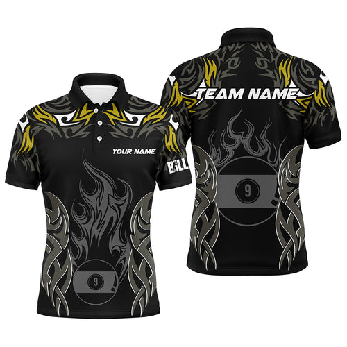 Customized Billiard Tournament Jersey For Men, 9 Ball Fire Flame Billiard Team Shirts | Yellow TDM2338