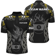 Load image into Gallery viewer, Customized Billiard Tournament Jersey For Men, 9 Ball Fire Flame Billiard Team Shirts | Yellow TDM2338