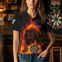 Load image into Gallery viewer, Orange Flaming Lion Darts Shirts For Women Custom Fire Darts League Jersey Team Polo &amp; 1/4 Zip TDM5308