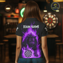 Load image into Gallery viewer, Purple Flaming Lion Darts Shirts For Women Custom Fire Darts League Jersey Team Polo &amp; 1/4 Zip TDM5310