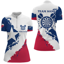 Load image into Gallery viewer, Grunge Texas Flag Darts Polo &amp; Quarter-Zip Shirts For Women Custom Patriotic Darts Jerseys Attire TDM1689