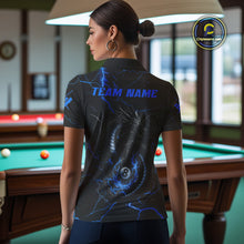 Load image into Gallery viewer, Black And Blue 8 Ball Thunder Lightning Custom Dragon Women&#39;s Billiard Shirts, Billiard Team Jerseys TDM4071