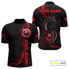 Load image into Gallery viewer, Black And Red 8 Ball Pool Lightning Custom Dragon Men&#39;s Billiard Shirts, Billiard Team Jerseys TDM4073