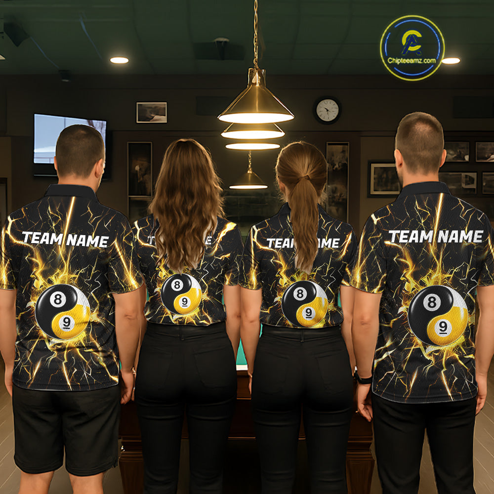 Custom Thunder Lightning Yin And Yang Billiard Shirt For Men, 8 Ball & 9 Ball Pool Team Jersey TDM6612