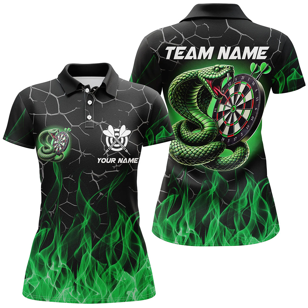 Personalized Darts Snakes Fire Flame Custom Green Darts Shirts For Women, Cool Darts Team Jerseys TDM2108