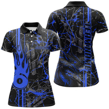 Load image into Gallery viewer, Blue Grunge Billiard Jerseys For Women Custom Fire Flame 8 Ball Dragon Team League Billiard Shirts TDM2601