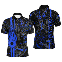 Load image into Gallery viewer, Blue Grunge Billiard Jerseys For Men Custom Fire Flame 8 Ball Dragon Team League Billiard Shirts TDM2601