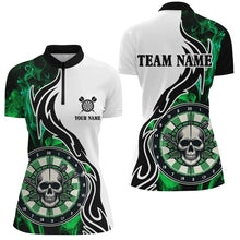 Load image into Gallery viewer, Green Darts Board Smoke Custom Women Darts Polo &amp; Quarter-Zip Shirts, Skull Darts Team Jerseys TDM1703