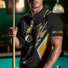 Load image into Gallery viewer, Customized 8 Ball Pool Crown Men Billiard Shirts, Gold And Black Billiard Team Shirts, Pool Jersey TDM4078