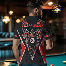 Load image into Gallery viewer, Customized 8 Ball Pool Crown Men Billiard Shirts, Red And Black Billiard Team Shirts, Pool Jersey TDM4079
