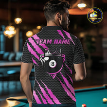 Load image into Gallery viewer, Pink And Black Scratch Billiard Shirts For Men Custom 8 Ball Crown Pool Team Jersey Polo &amp; 1/4 Zip TDM6624