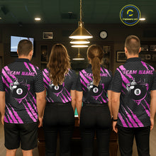 Load image into Gallery viewer, Pink And Black Scratch Billiard Shirts For Women Custom 8 Ball Crown Pool Team Jersey Polo &amp; 1/4 Zip TDM6624