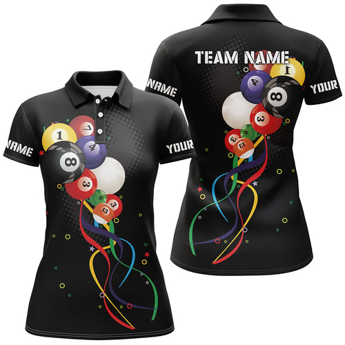 Personalized Funny Billiard Bubbles 3D Polo Shirts For Women, Custom Name Unique Billiard Shirts TDM0228