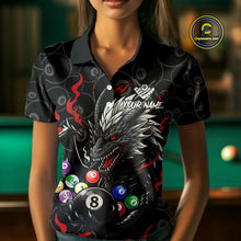 Load image into Gallery viewer, Personalized 8 Ball Dragon Billiard Shirt For Women, Billiard Team Jersey Polo &amp; 1/4 Zip |Red TDM5109