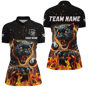 Personalized Panther Fire Flame 8 Ball Billiard Shirts For Women Custom Billiard League Team Jerseys TDM3092