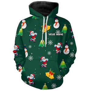 Funny Santa Green Christmas Pattern Golf Hoodie Custom Best Golfing Gifts Hoodie Golf Tops For Xmas TDM3096