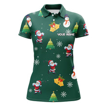 Load image into Gallery viewer, Funny Santa Green Christmas Pattern Women Golf Polo Shirt Custom Golf Tops For Women Golfing Gifts TDM3096