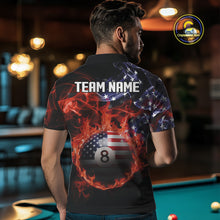 Load image into Gallery viewer, American Flag Smoke Fire 8 Ball Pool Billiard Shirt For Men Custom Patriotic Billiard Team Jersey TDM5332