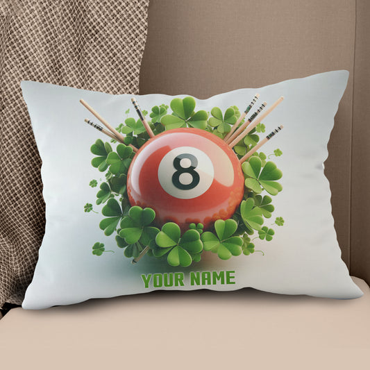 Funny Red Billiard Ball And Clovers Custom White Pillows, Billiard Gifts TDM0817