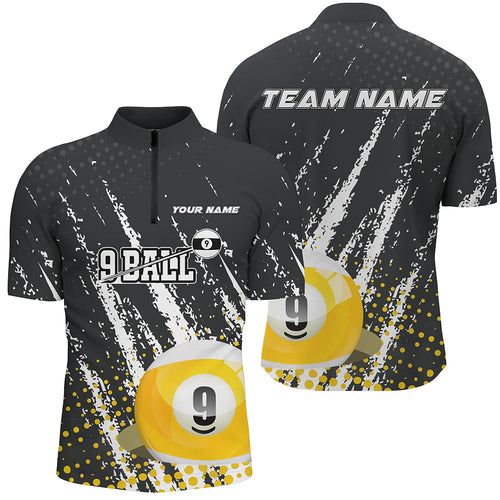 Grunge 9 Ball Pool Sport Jerseys Custom Men Quarter-Zip Shirts, 9 Ball Billiards Jerseys TDM1005