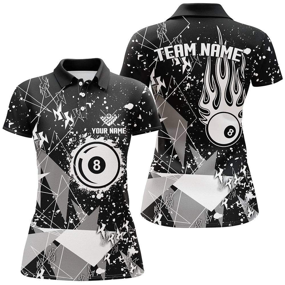 Personalized White Grunge Billiard Women Shirts, Billiards Jerseys For Pool Player TDM1535