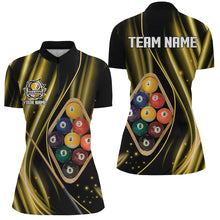 Load image into Gallery viewer, Custom Yellow Jerseys 9 Ball Billiard Polo &amp; Quarter-Zip Shirts For Women, 9 Ball Pool Team Shirts TDM1709
