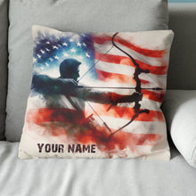 Load image into Gallery viewer, Vintage Smoke Us Flag Archer Custom Pillows, Patriotic Archery Pillows TDM0828