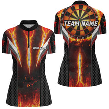 Load image into Gallery viewer, Personalized Darts Burning Fire Women Polo &amp; 1/4 Zip Shirts Custom Team League  Darts Jerseys TDM1540