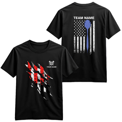 Grunge American Flag Darts T-Shirts Custom Patriotic Darts Team Shirts, Darts Lover Shirts TDM3930