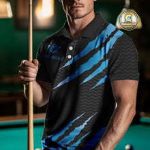 Load image into Gallery viewer, Black And Blue Scratch Billiard Shirts For Men Custom 8 Ball Crown Pool Team Jersey Polo &amp; 1/4 Zip TDM4097
