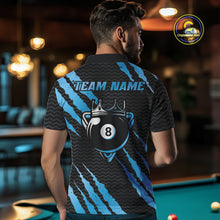 Load image into Gallery viewer, Black And Blue Scratch Billiard Shirts For Men Custom 8 Ball Crown Pool Team Jersey Polo &amp; 1/4 Zip TDM4097