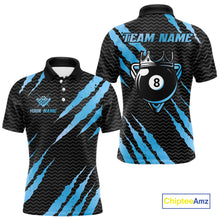 Load image into Gallery viewer, Black And Blue Scratch Billiard Shirts For Men Custom 8 Ball Crown Pool Team Jersey Polo &amp; 1/4 Zip TDM4097