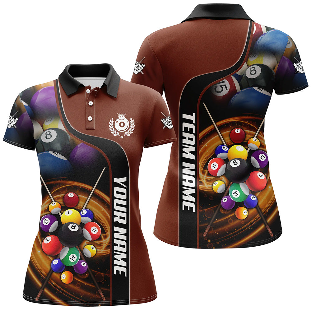 Personalized 3D Billiard Balls Red Dark Custom Billiard Shirts For Women, Billiard Team Jersey Attire TDM2129