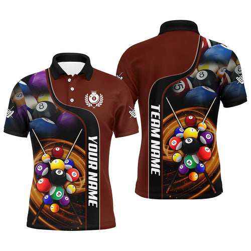 Personalized 3D Billiard Balls Red Dark Custom Billiard Shirts For Men, Billiard Team Jersey Attire TDM2129
