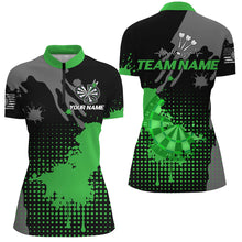 Load image into Gallery viewer, Personalized Grunge Paint Darts Polo &amp; 1/4 Zip Shirts For Women, Best Darts Shirts Team Jersey |Green TDM2387