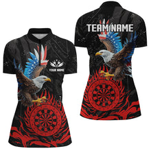 Load image into Gallery viewer, Personalized 3D Eagle American Flag Patriotic Darts Shirts For Women Custom Flame Darts Jerseys |Red TDM2392