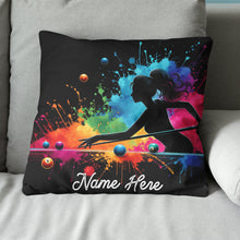 Load image into Gallery viewer, Colorful Women Billiard Player Custom Throw Pillow, Billiard Pillow Gift TDM0831