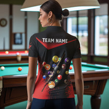 Load image into Gallery viewer, Personalized Grunge Red Black 3D Pool Balls Women Billiard Shirts Custom Billiard Jerseys For Team TDM3512