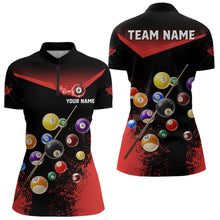 Load image into Gallery viewer, Personalized Grunge Red Black 3D Pool Balls Women Billiard Shirts Custom Billiard Jerseys For Team TDM3512