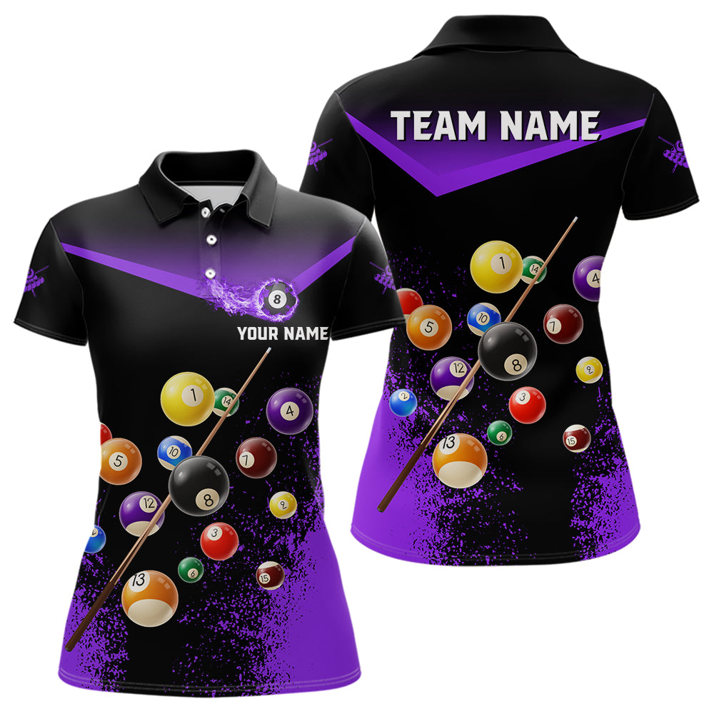 Personalized Grunge Purple Black 3D Pool Balls Women Billiard Shirts Custom Billiard Jerseys For Team TDM3513