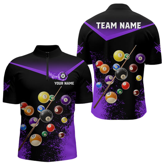 Personalized Grunge Purple Black 3D Pool Balls Men Billiard Shirts Custom Billiard Jerseys For Team TDM3513