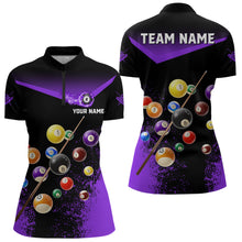 Load image into Gallery viewer, Personalized Grunge Purple Black 3D Pool Balls Women Billiard Shirts Custom Billiard Jerseys For Team TDM3513